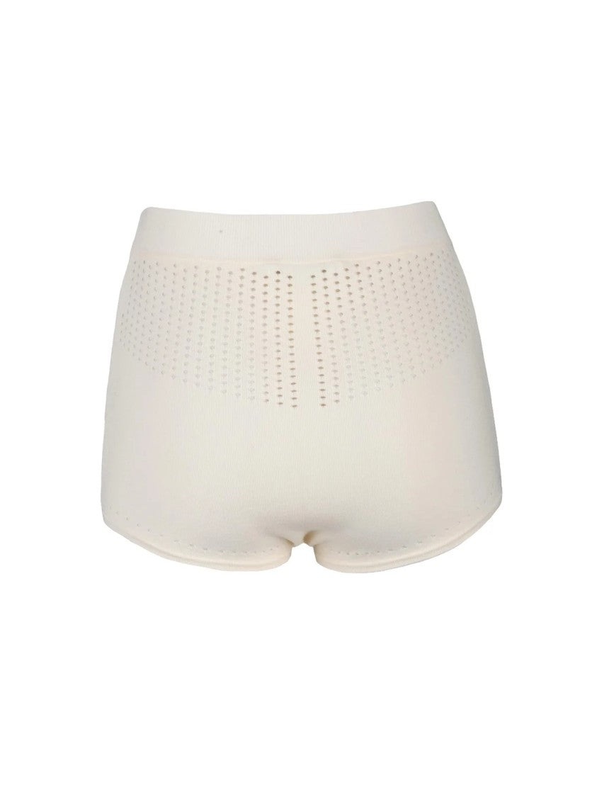 Max Mara White High-Waisted Perforated Viscose-Blend Knit Shorts
