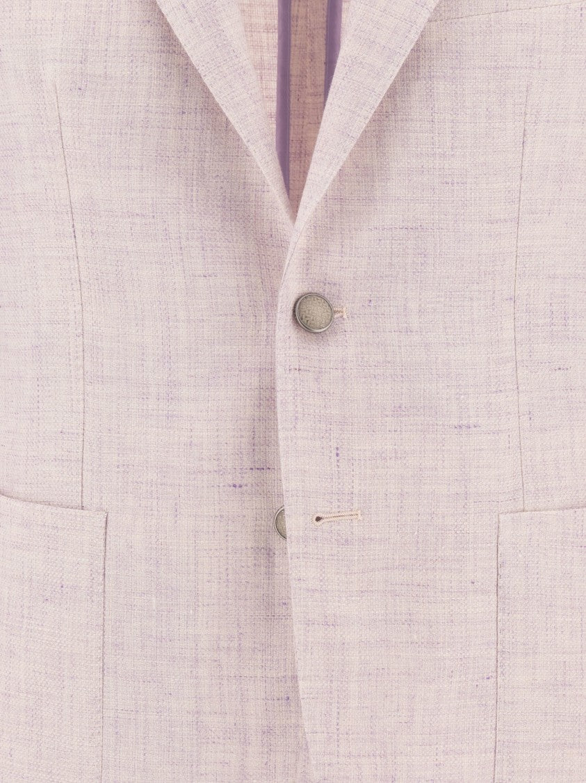 Tagliatore Tailored Purple Jacket In Linen-Wool Blend