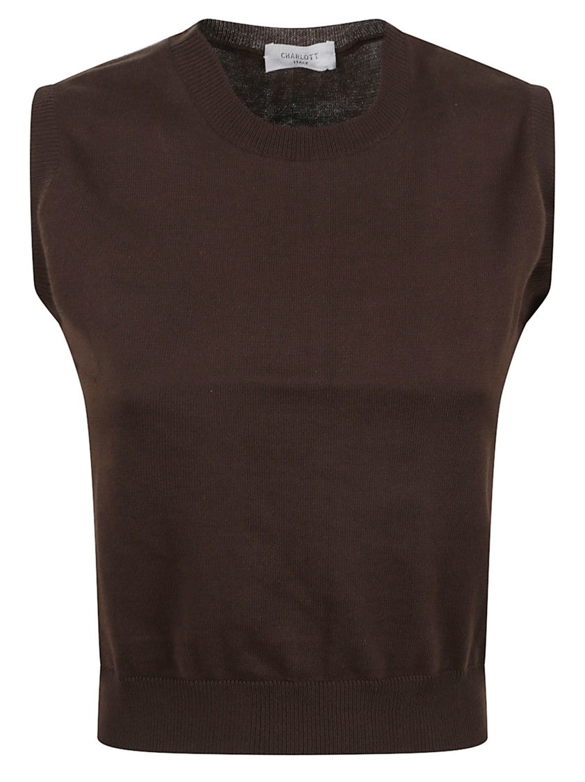 Charlott Fitted Round Neck Top With Ribbed Hem