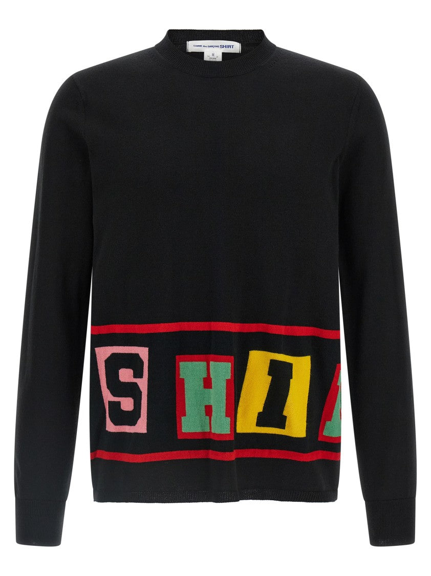 Comme Des Garçons Intarsia Knit Sweater With Colorful Lettering