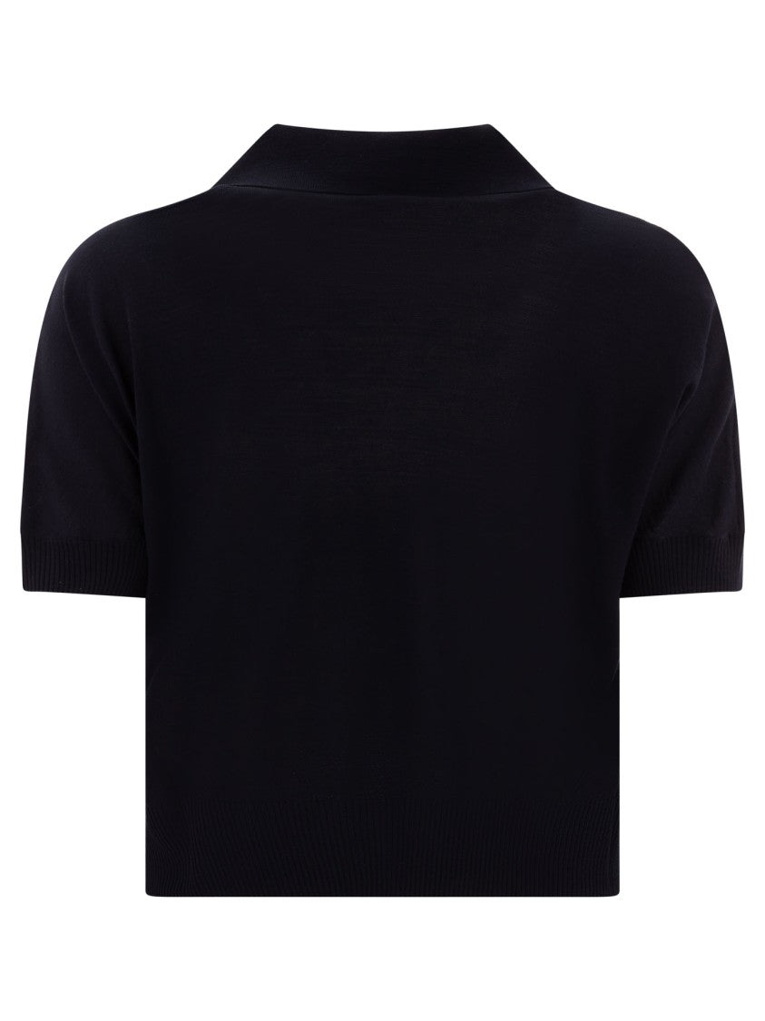 Khaite Cropped Polo Shirt With Minimalist Design