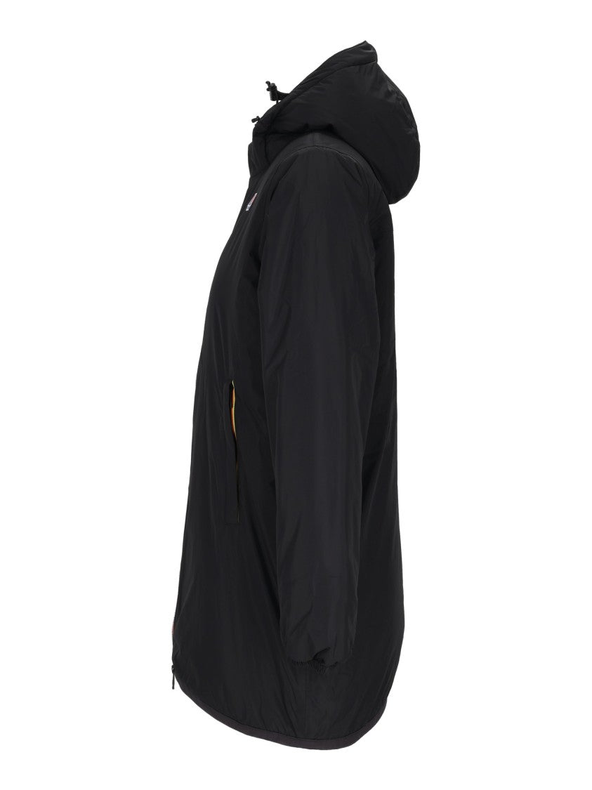 K-Way 3/4 Length Jacket With Front Zipper And Multicolor Stripe
