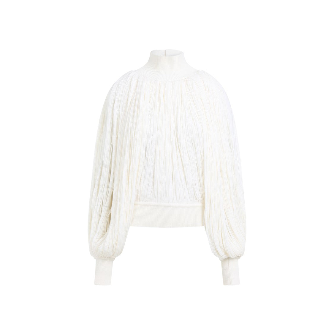 Alaïa White Casse Wool Fringes Jumper