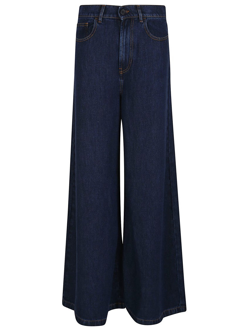 Parosh High Waist Wide-Leg Jeans With Classic Five-Pocket Design
