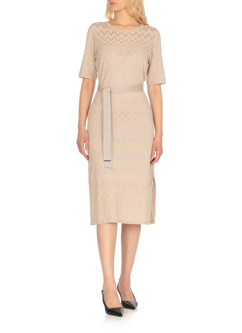 D. Exterior Beige Cotton Blend Dress