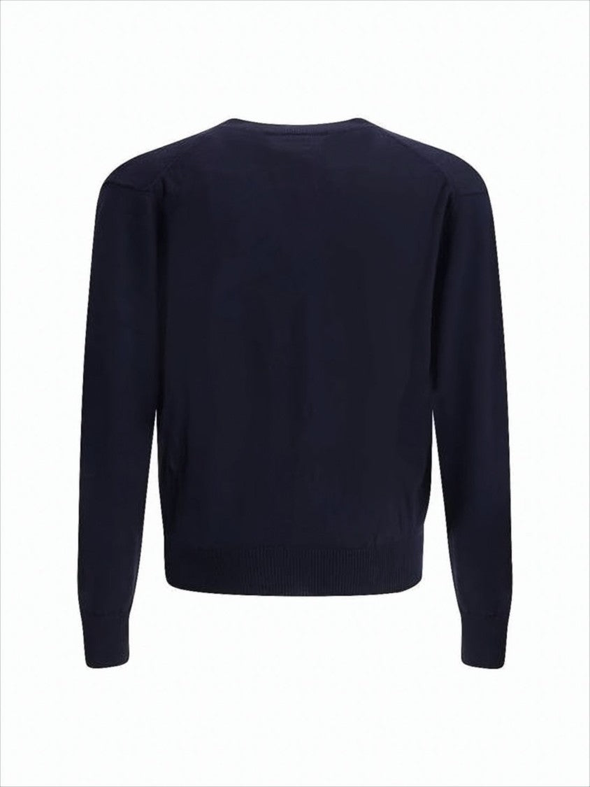 Ami V-Neck Wool Cardigan With Embroidered Heart Detail