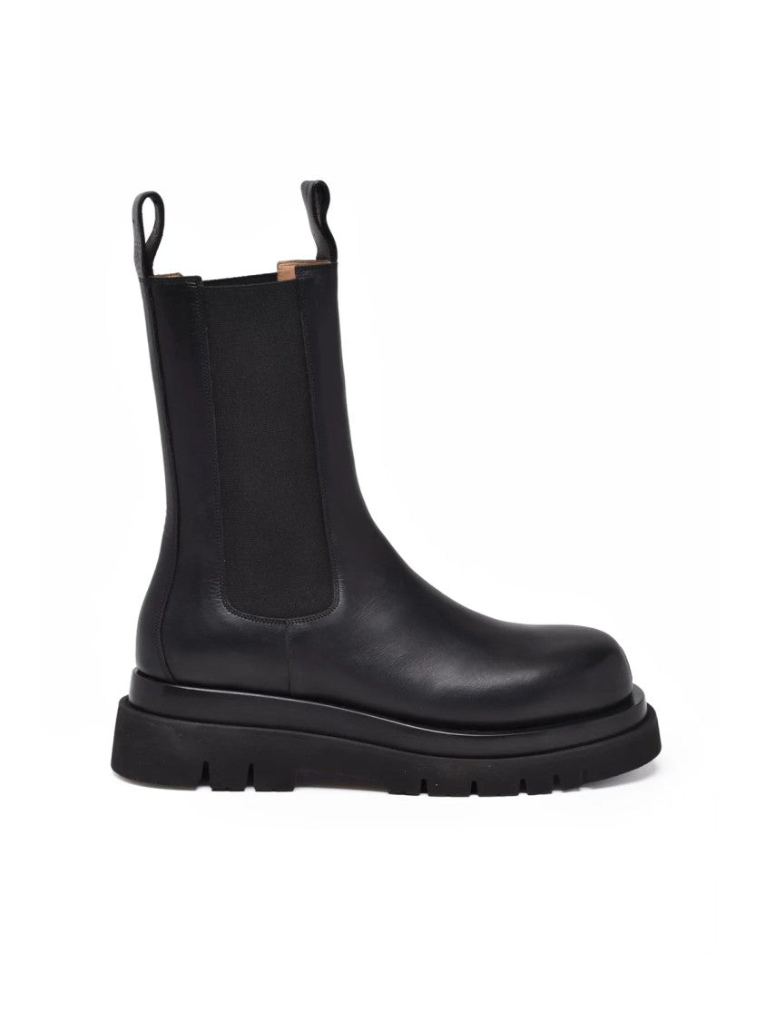 Bottega Veneta Black Smooth Leather High Heel Ankle Boots
