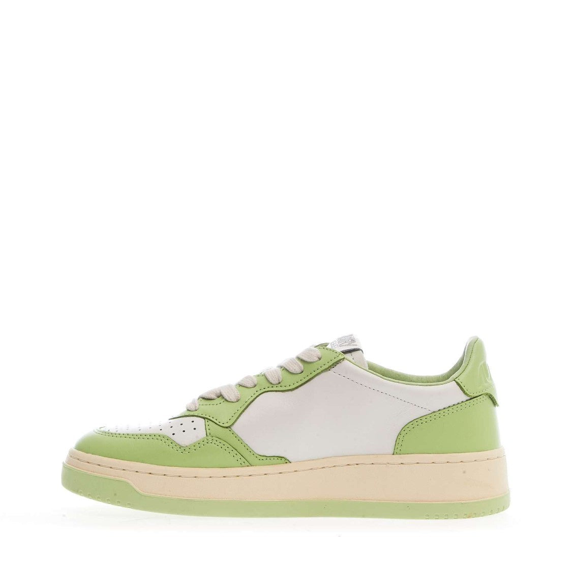 Autry White Snap Green Medalist Low Leather Sneakers