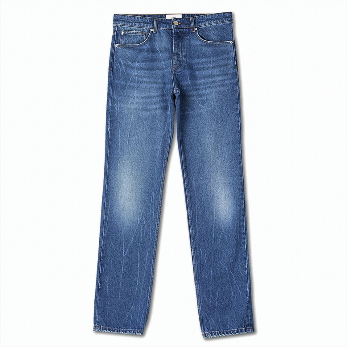 Ami Classic Fit Denim Pants With Subtle Fading