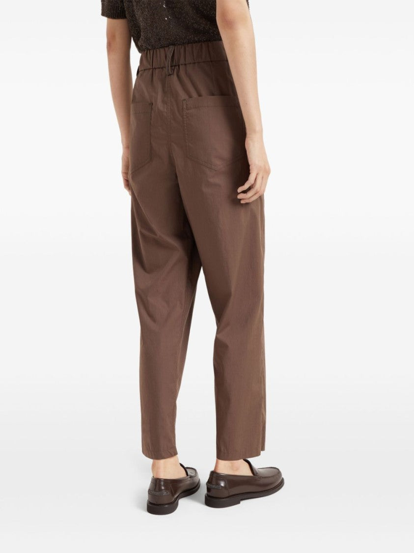 Brunello Cucinelli Chocolate Brown Trousers With Elasticated Waistband