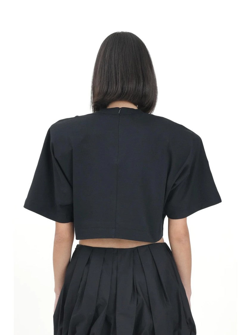 Pinko Black Cotton Short T-Shirt