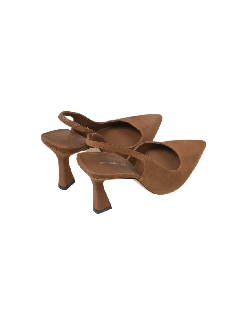 Stuart Weitzman Vinnie 85 Pointed-Toe Flared Heel Slingback Pumps