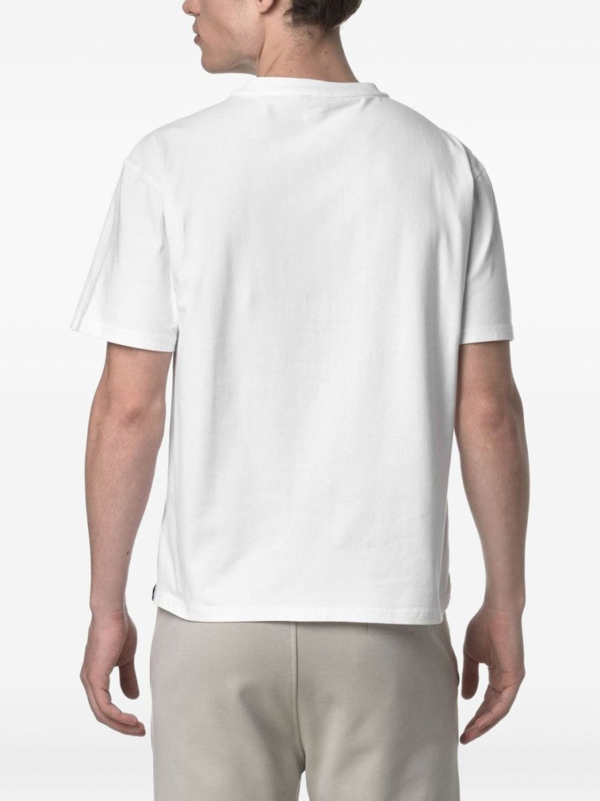K-Way Cotton Crew Neck T-Shirt With Straight Hemline