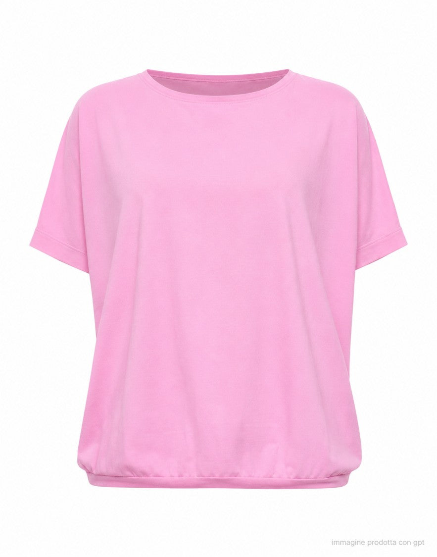 Aragona Prism Pink Crew Neck Cotton T-Shirt