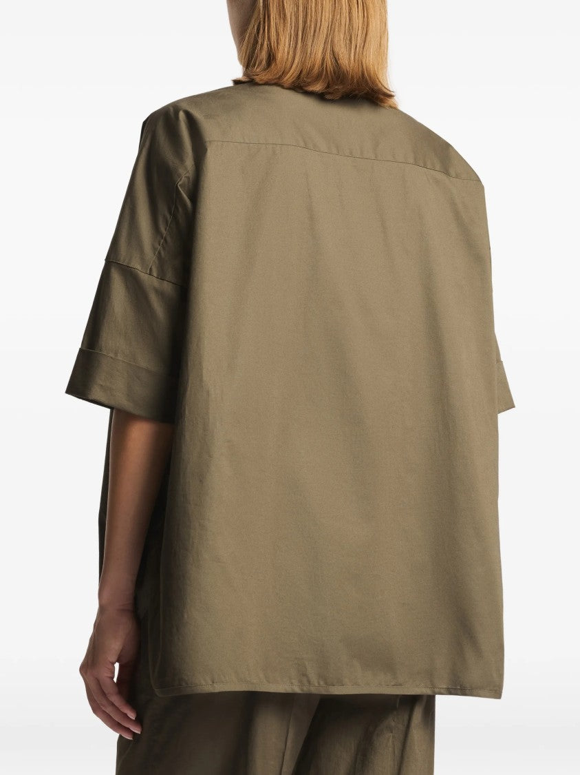 Fay Boxy Olive Green Short-Sleeved Classic Shirt