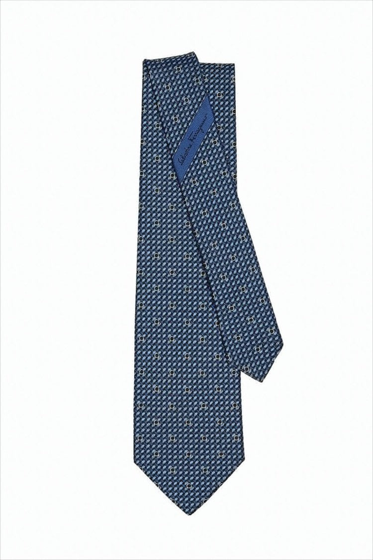 Salvatore Ferragamo Textured Blue Silk Tie