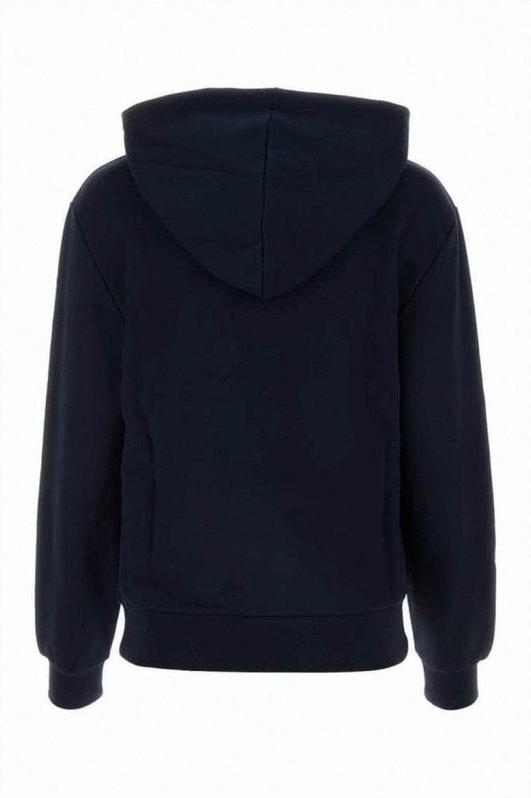 A.P.C. Cropped Black Hoodie With Bold Logo And Ribbed Detailing