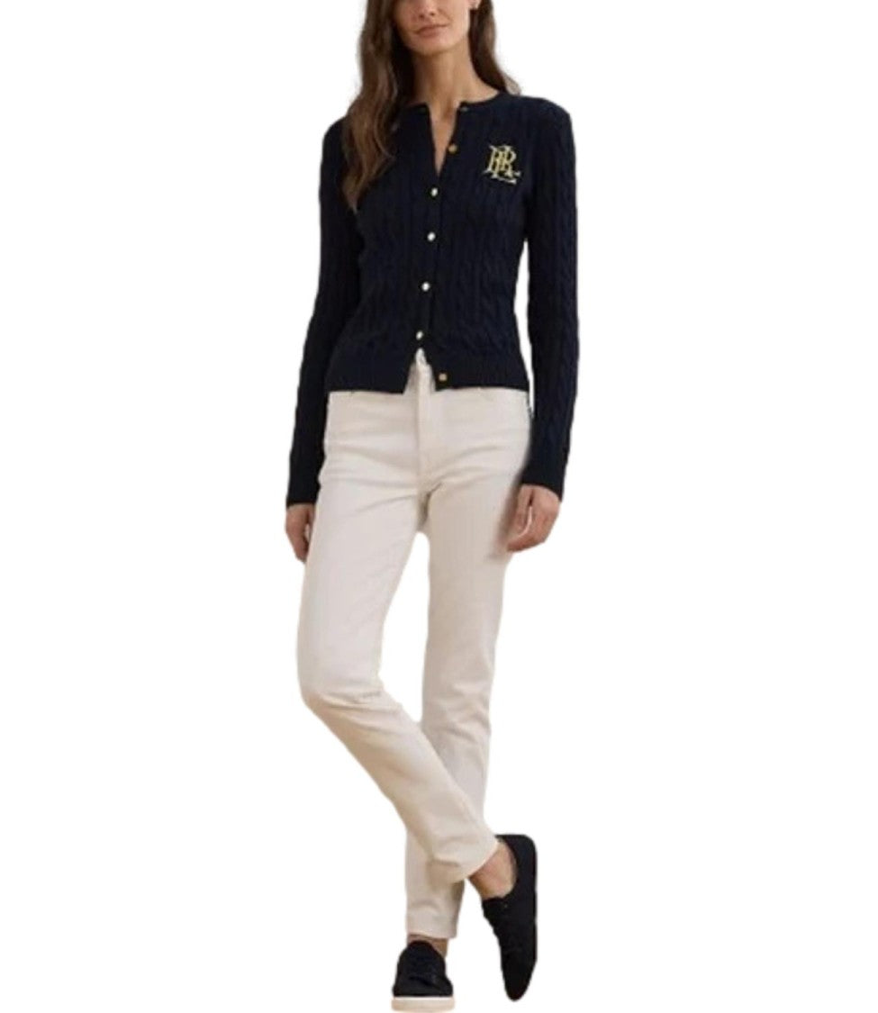 Lauren Ralph Lauren Navy Blue Ralhan Cotton Cardigan Sweater