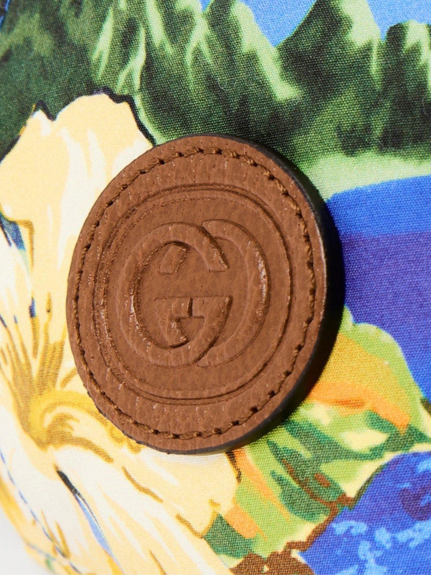 Gucci Hawaiian Print Logo Patch Baseball Cap