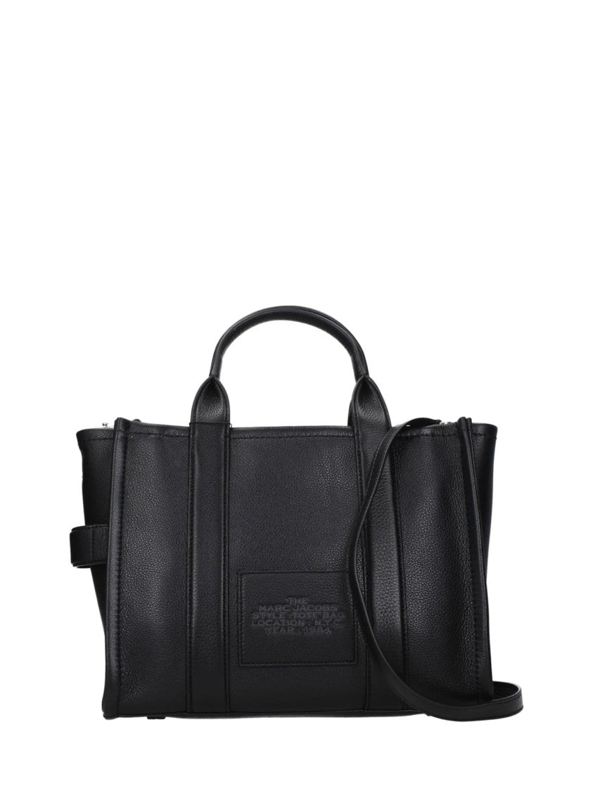 Marc Jacobs Black Gold-Tone Hardware Leather Tote Bag