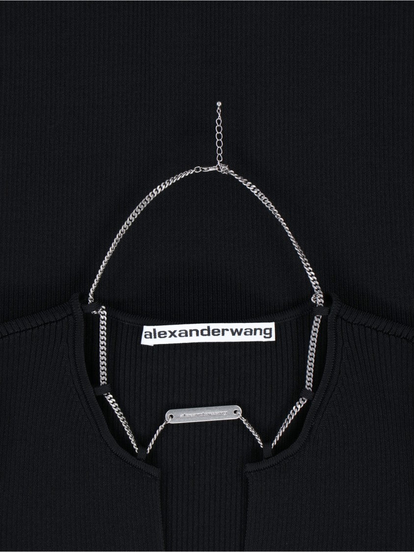 Alexander Wang Ribbed Mini Dress With V-Neckline
