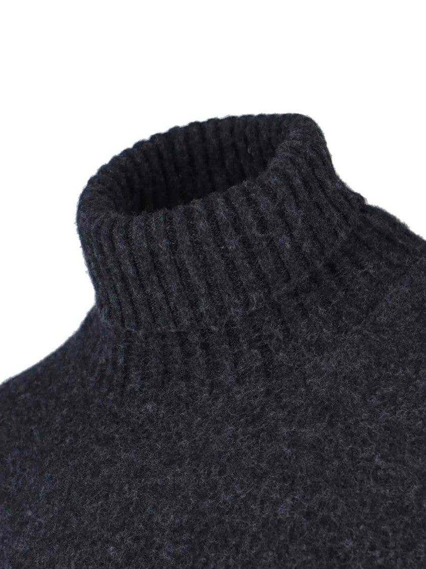 Drumohr Dark Grey High-Neck Wool Sweater