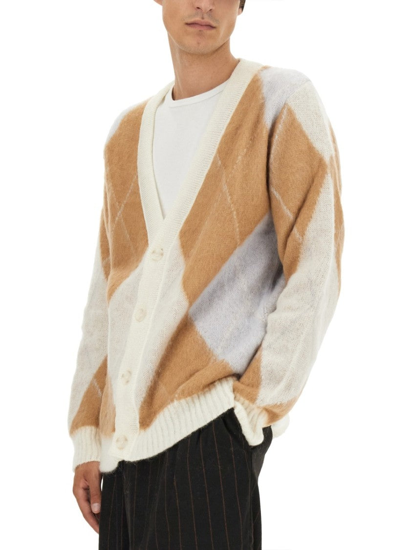 Family First V-Neck Cardigan With Argyle Pattern