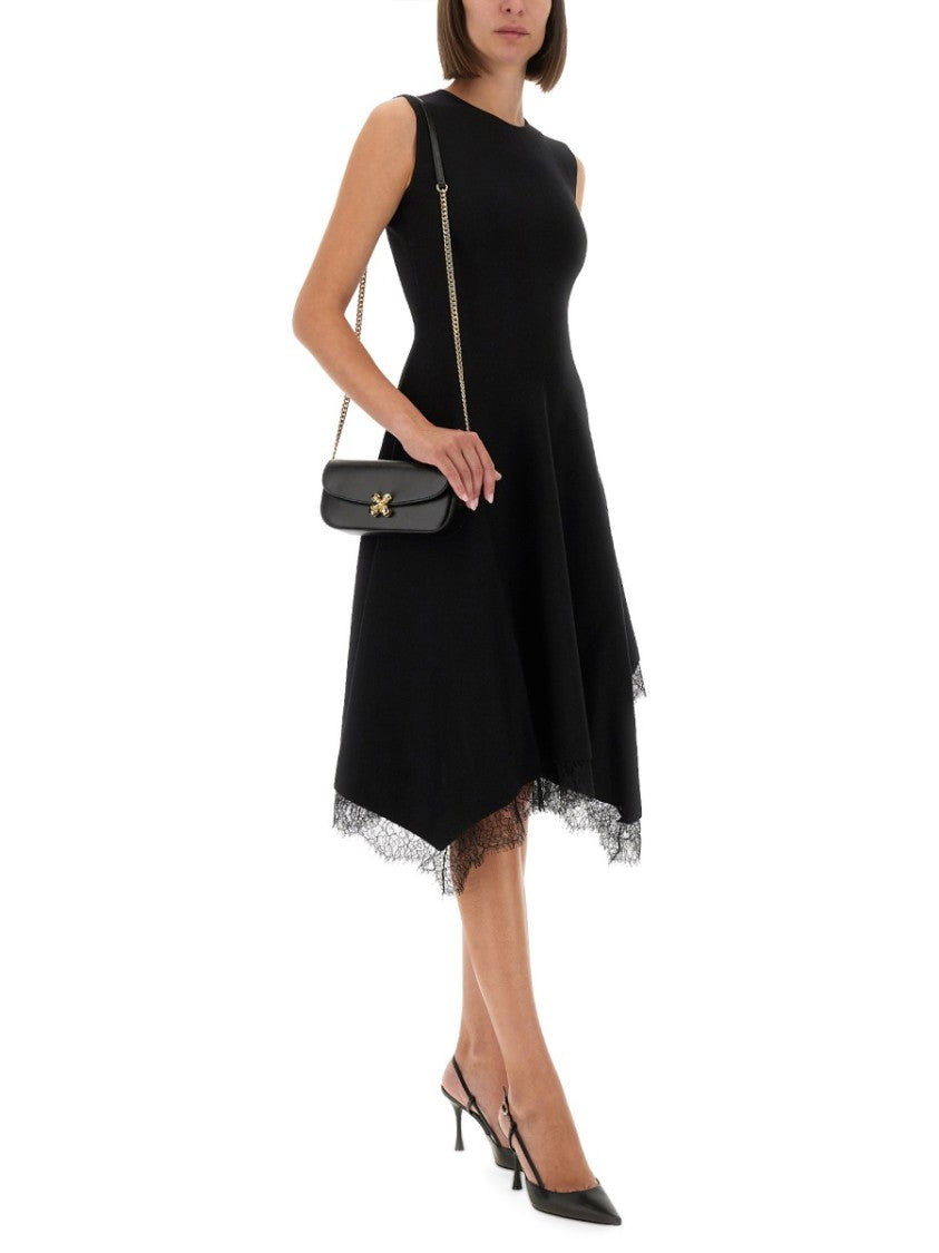 Alexander Mcqueen Asymmetrical Dress With Lace Detailing