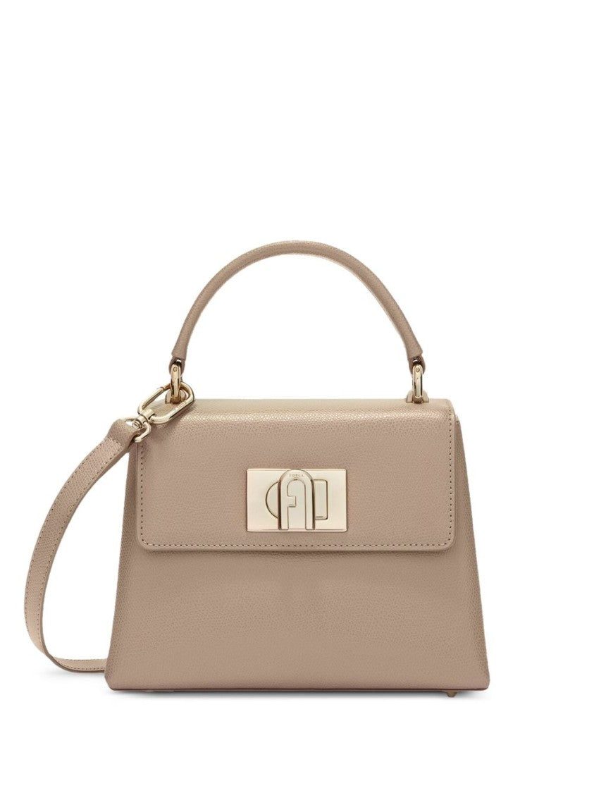 Furla Textured Leather Handbag With Twist-Lock Closure