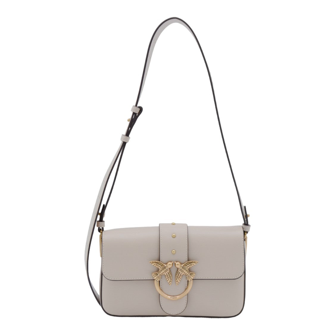 Pinko Structured Beige Shoulder Bag With Gold-Tone Clasp