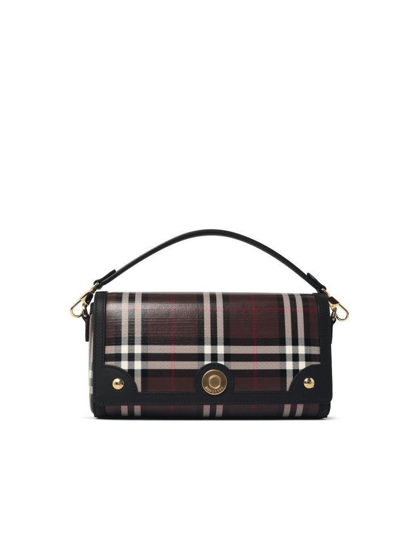 Burberry Rectangular Shoulder Bag With Detachable Handle In Chocolate Cotton Blend