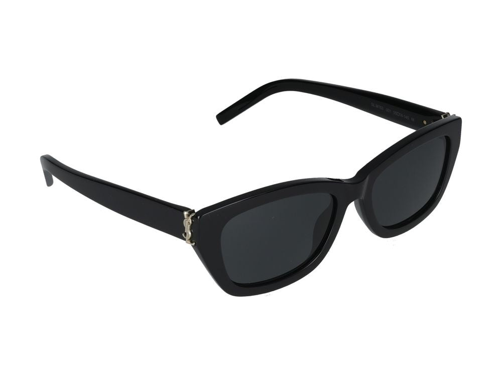 Saint Laurent Black Metallic Accents Oversized Square Sunglasses