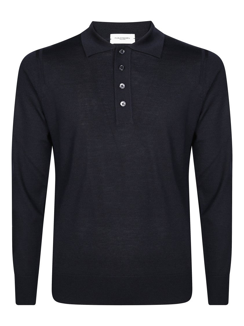 Paolo Pecora Classic Long-Sleeved Polo With Four-Button Placket