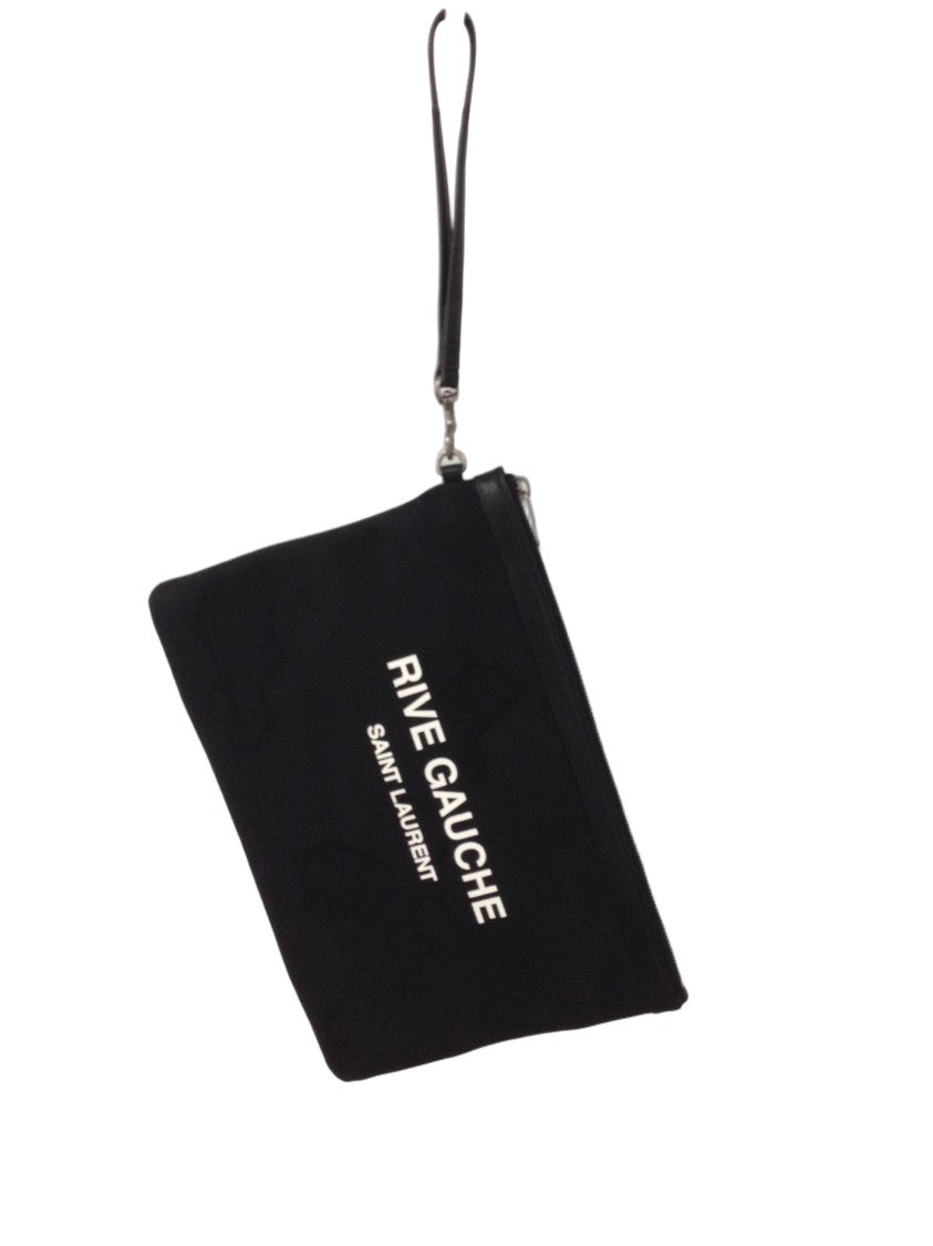 Saint Laurent Minimalist Black Cotton Handbag With Sturdy Structure