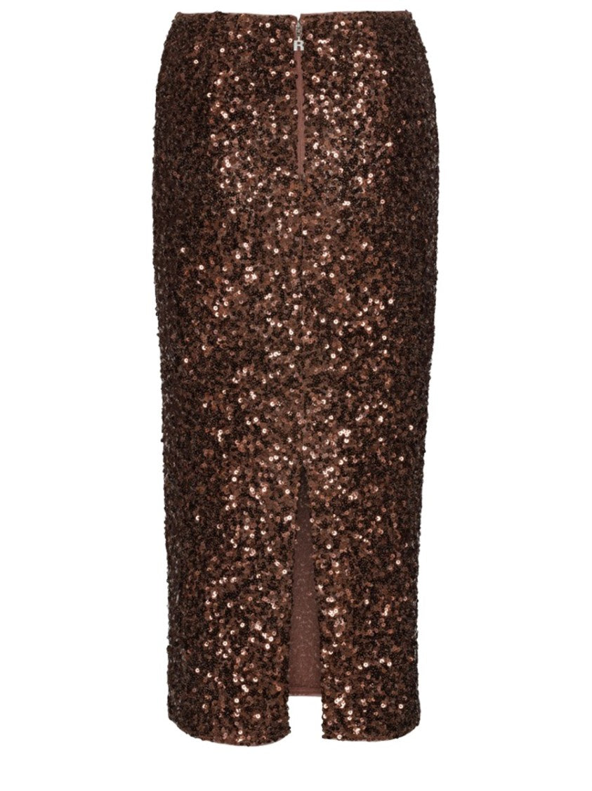 Rotate Birger Christensen Fitted Fully Adorned Sequin Midi Skirt