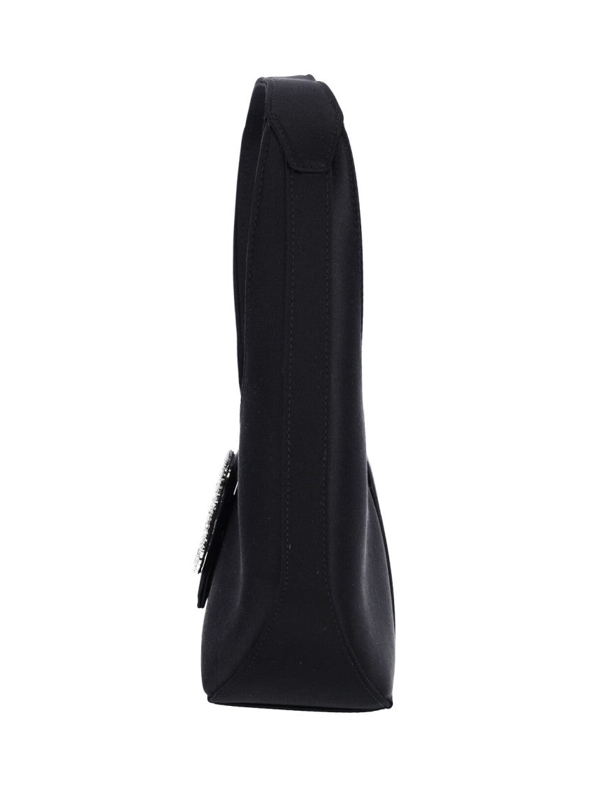 Roger Vivier Black Pilgrim Crystal Satin Shoulder Bag