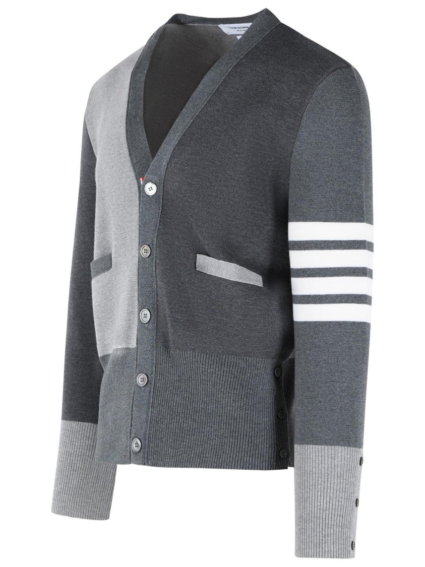 Thom Browne 'Fun Mix' Grey Merino Wool Cardigan