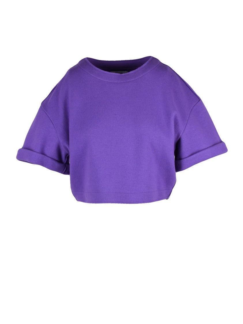 Niu Purple Virgin Wool-Blend Cropped Sweatshirt