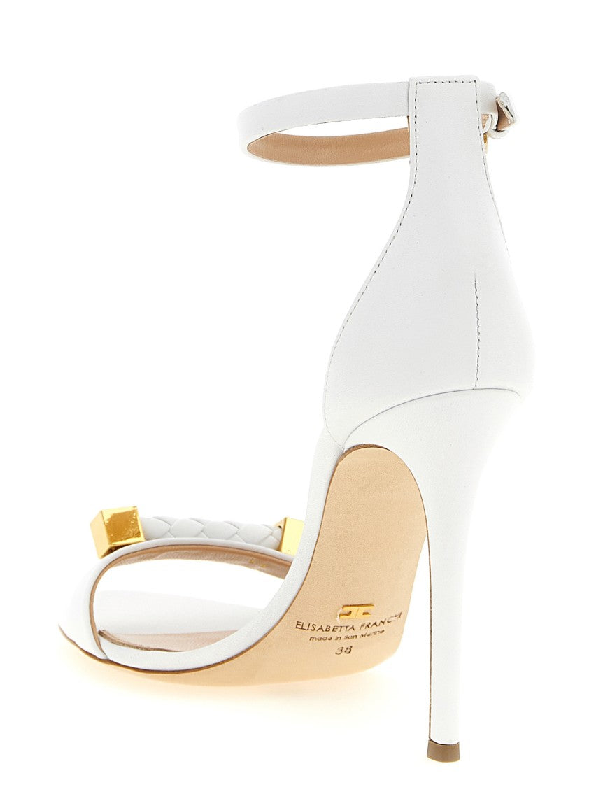 Elisabetta Franchi Woven Leather Sandals With Adjustable Ankle Strap