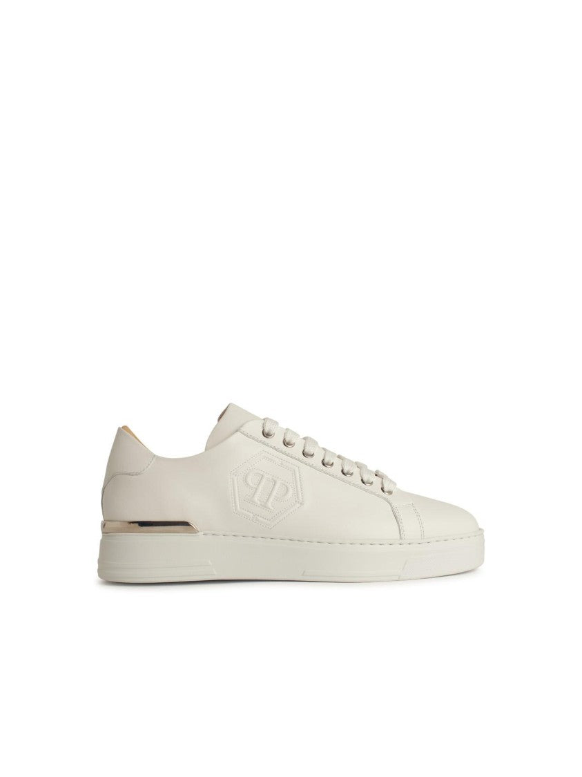 Philipp Plein Hexagon White Leather Sneakers