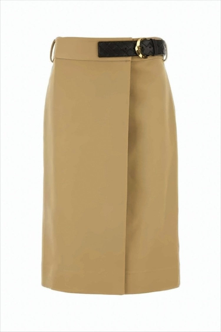 Bottega Veneta Structured Beige Midi Skirt