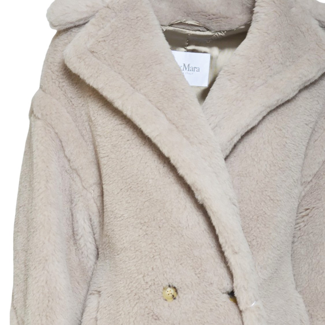 Max Mara Long Double-Breasted Coat With Plush Textured Fabric