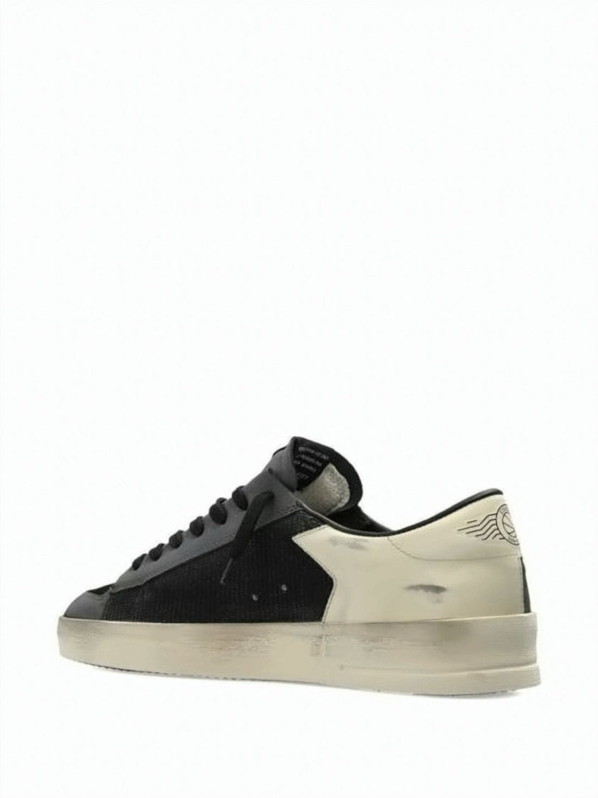 Golden Goose Distressed Black Leather And Mesh Low-Top Sneakers