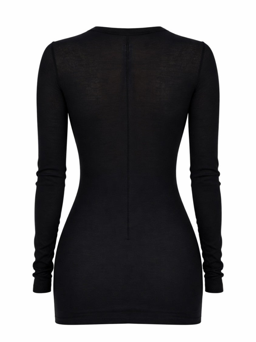 Rick Owens Black Sheer Center Back Seam T-Shirt
