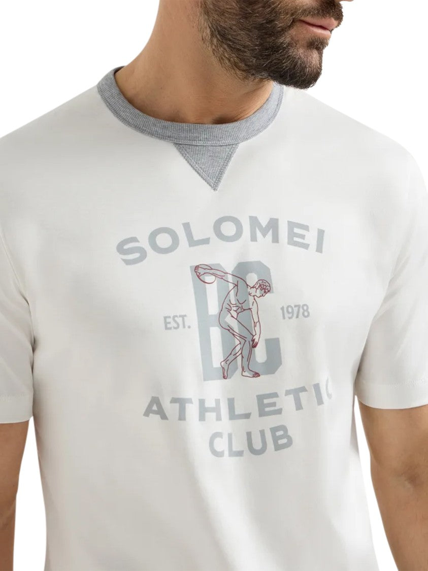 Brunello Cucinelli Classic White T-Shirt With Vintage Graphic Print