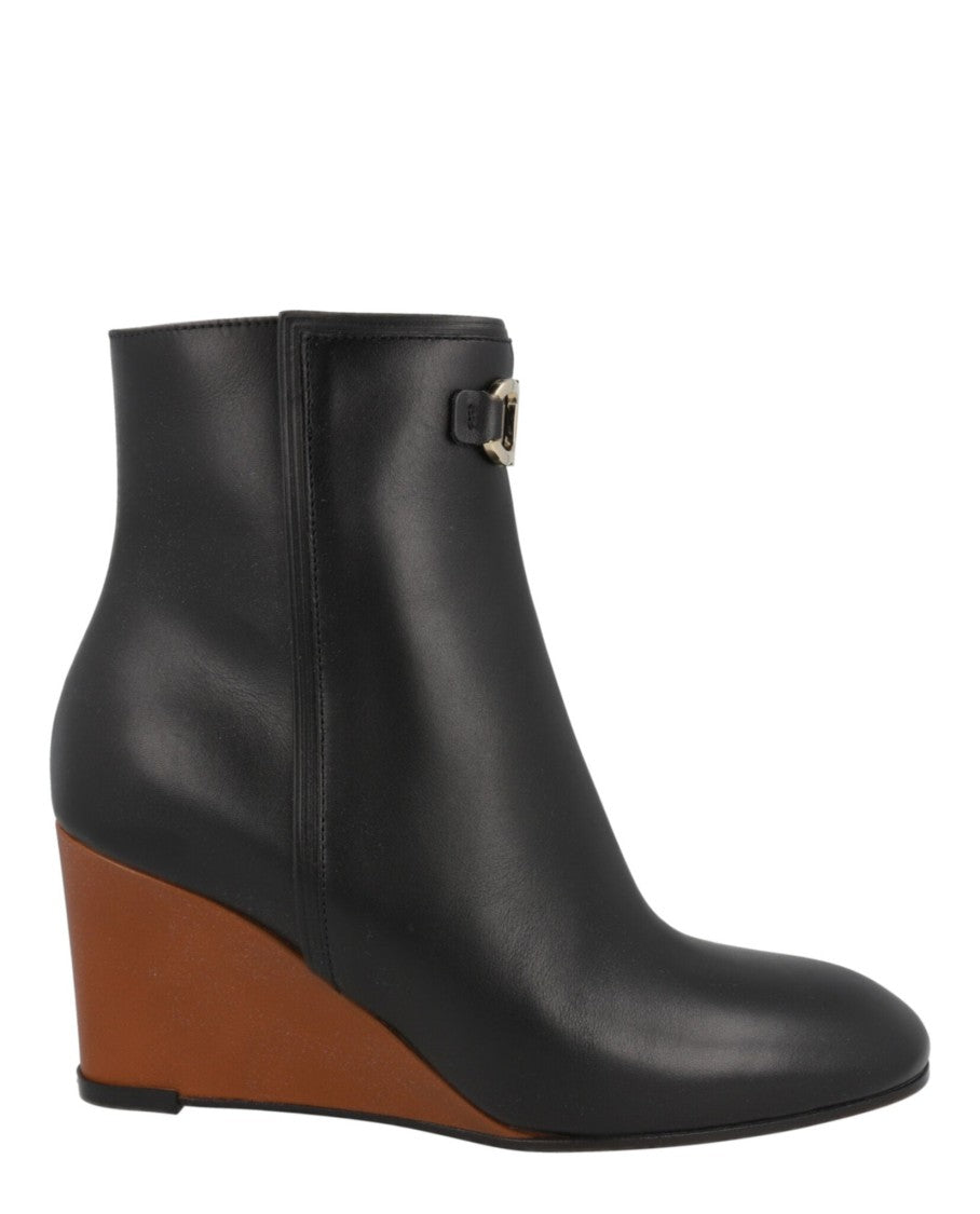 Ferragamo Catuja Leather Wedge Booties