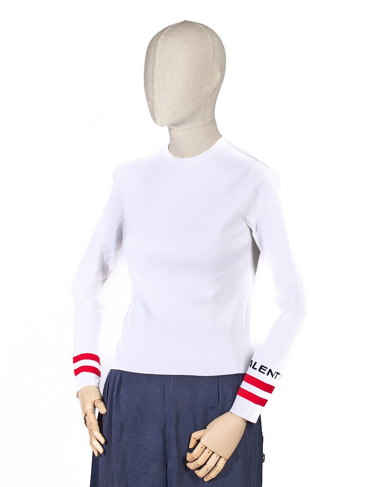 Valentino White Logo Drawstring Sweater