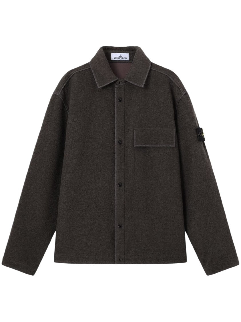 Stone Island Boxy Relaxed Fit Button-Up Shirt With Chest Pocket