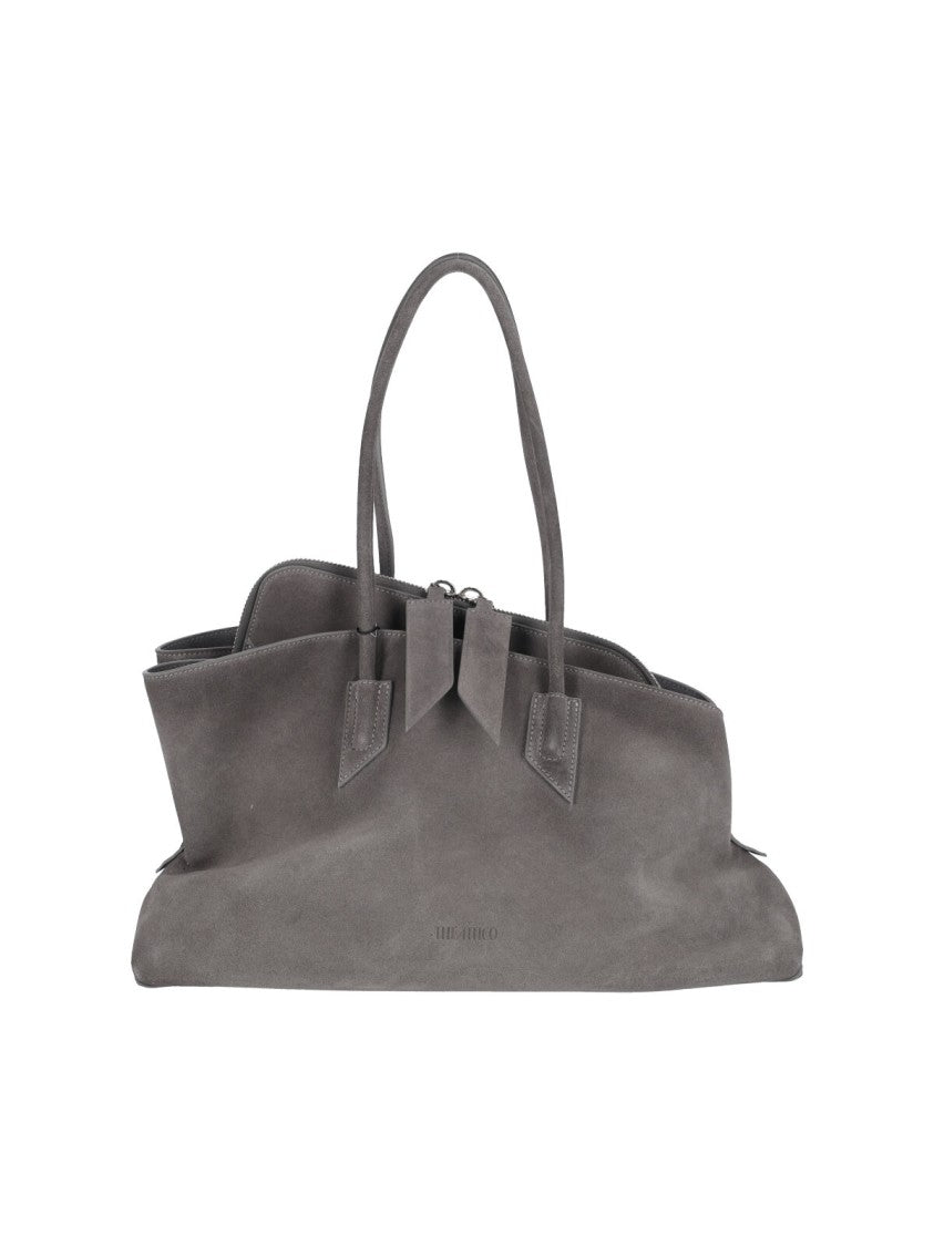 The Attico "La Passeggiata" Medium Grey Suede Handbag