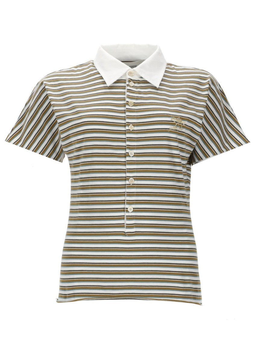 Golden Goose Horizontal Stripes Alternating Shades Polo Shirt